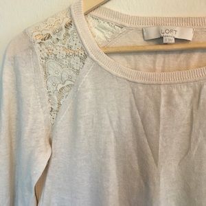 💕LOFT Lace Sweater Oatmeal